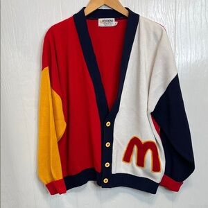 RARE McDonald's Golden Arches 70s Vintage Sweater XL Employee Issue Color Block